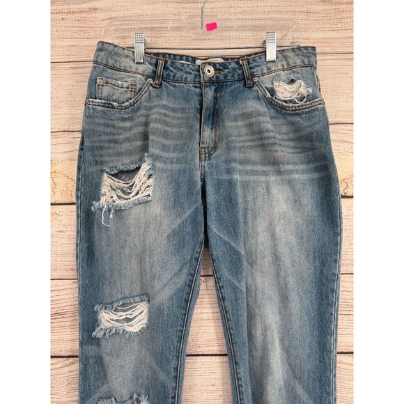 Band of Gypsies emme tomboy Distressed Jeans Women's Size‎ 27 Blue Medium Wash - Picture 3 of 14